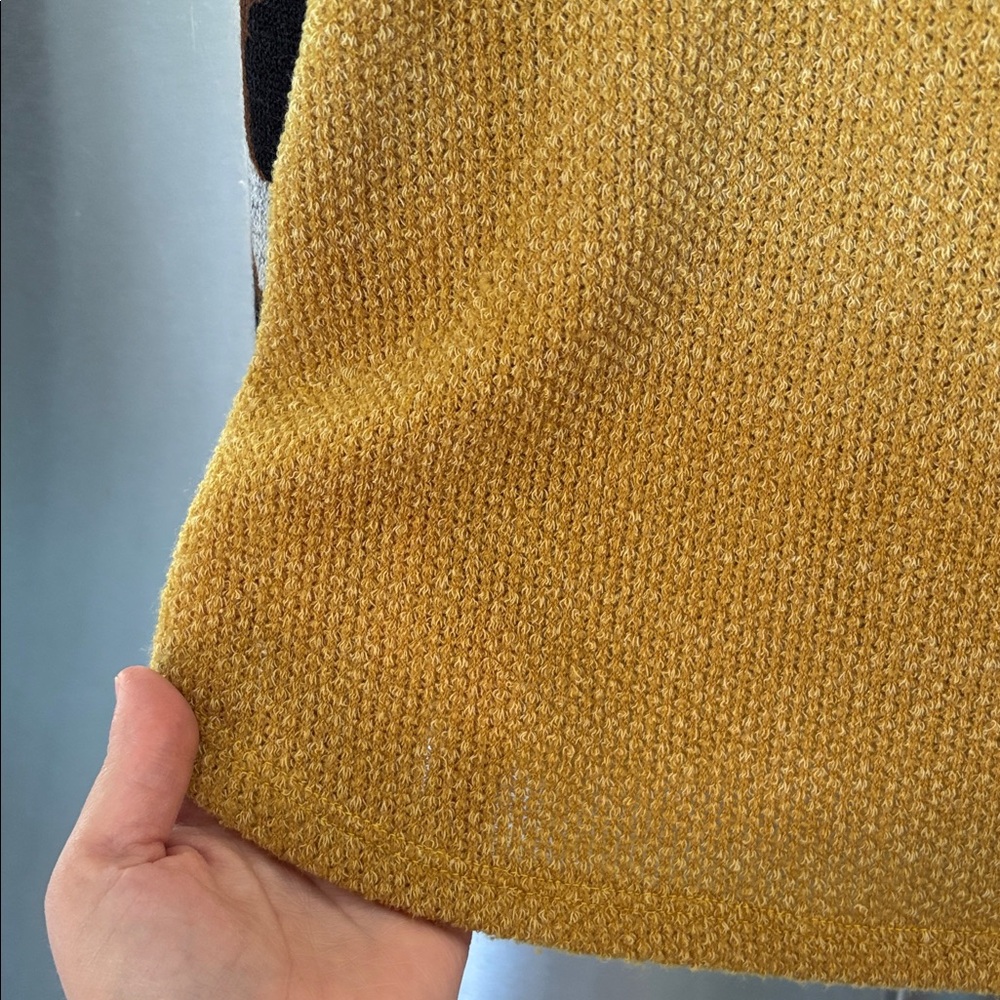 Mustard Cowl Neck Sweater with Leopard Print Sleeves - Picture 6 of 6